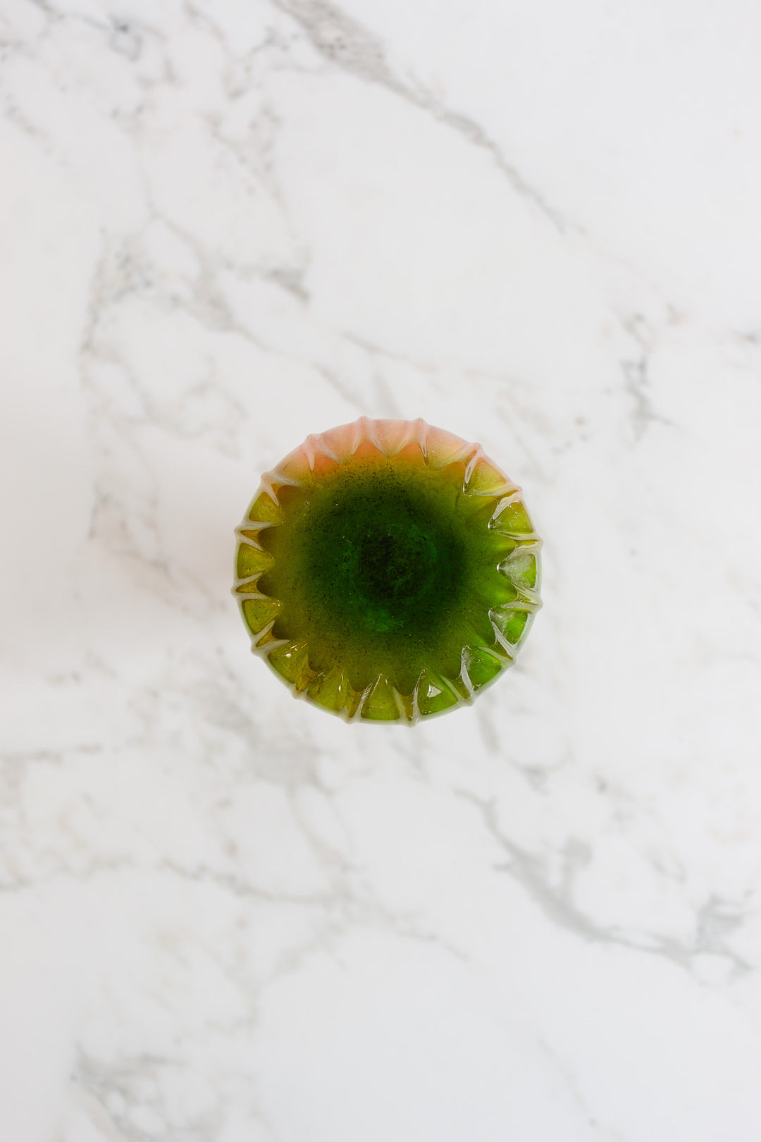 pair of striking art deco pink and green glass vases