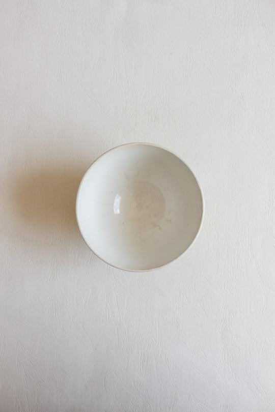 antique french yellow striped café au lait bowl