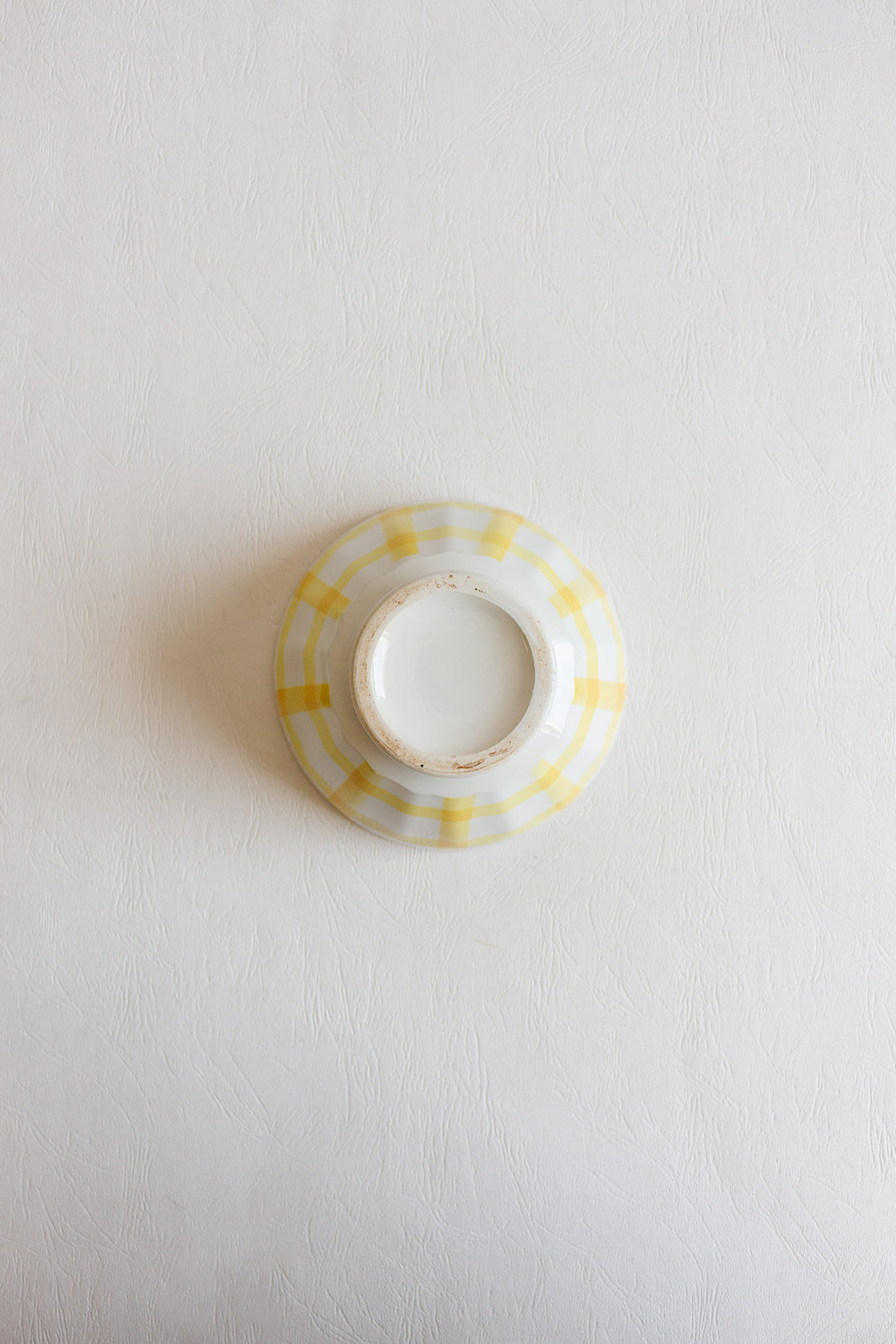 antique french yellow striped café au lait bowl