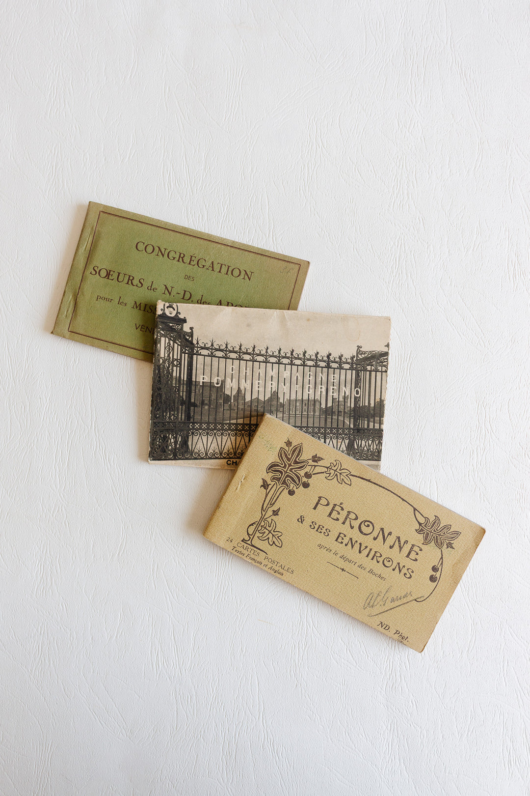 set of 3 antique french postcard books