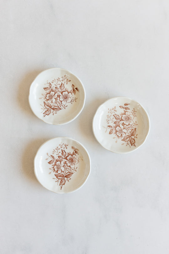 set of 3 antique F. Winkle and Co. floral trinket dishes circa 1880s