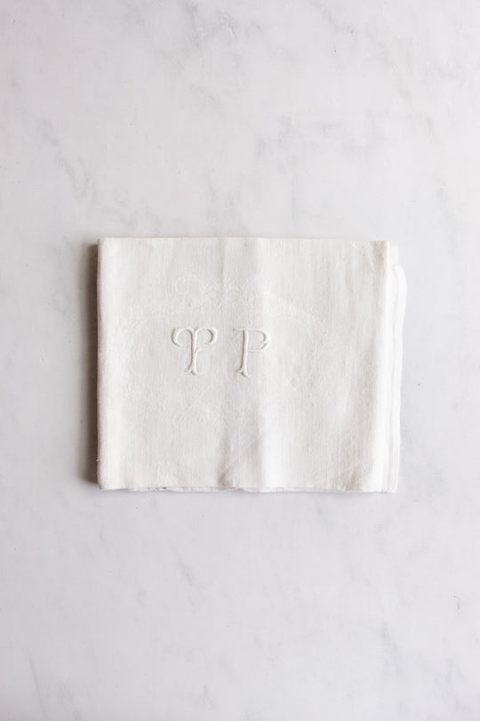 vintage French monogrammed napkins, set of 7