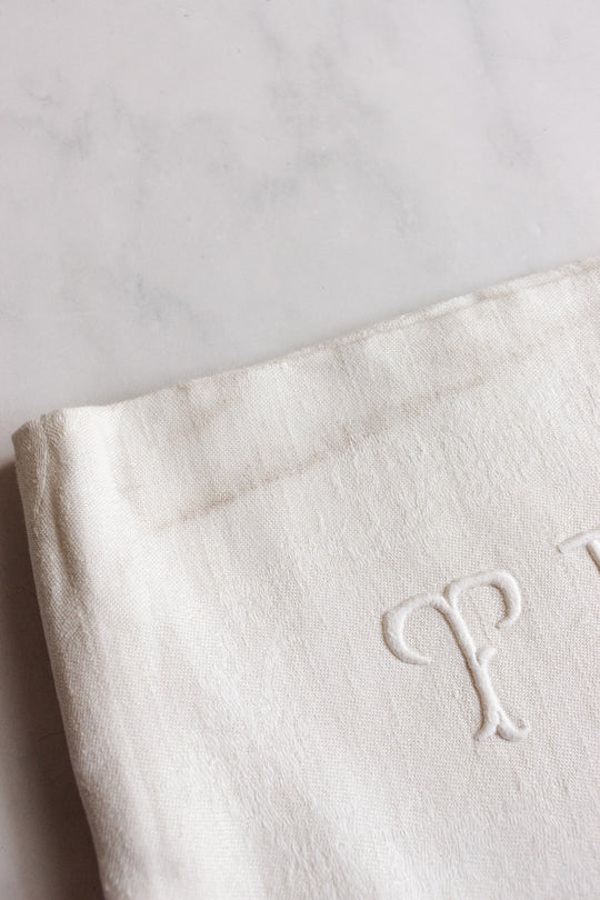 vintage French monogrammed napkins, set of 7