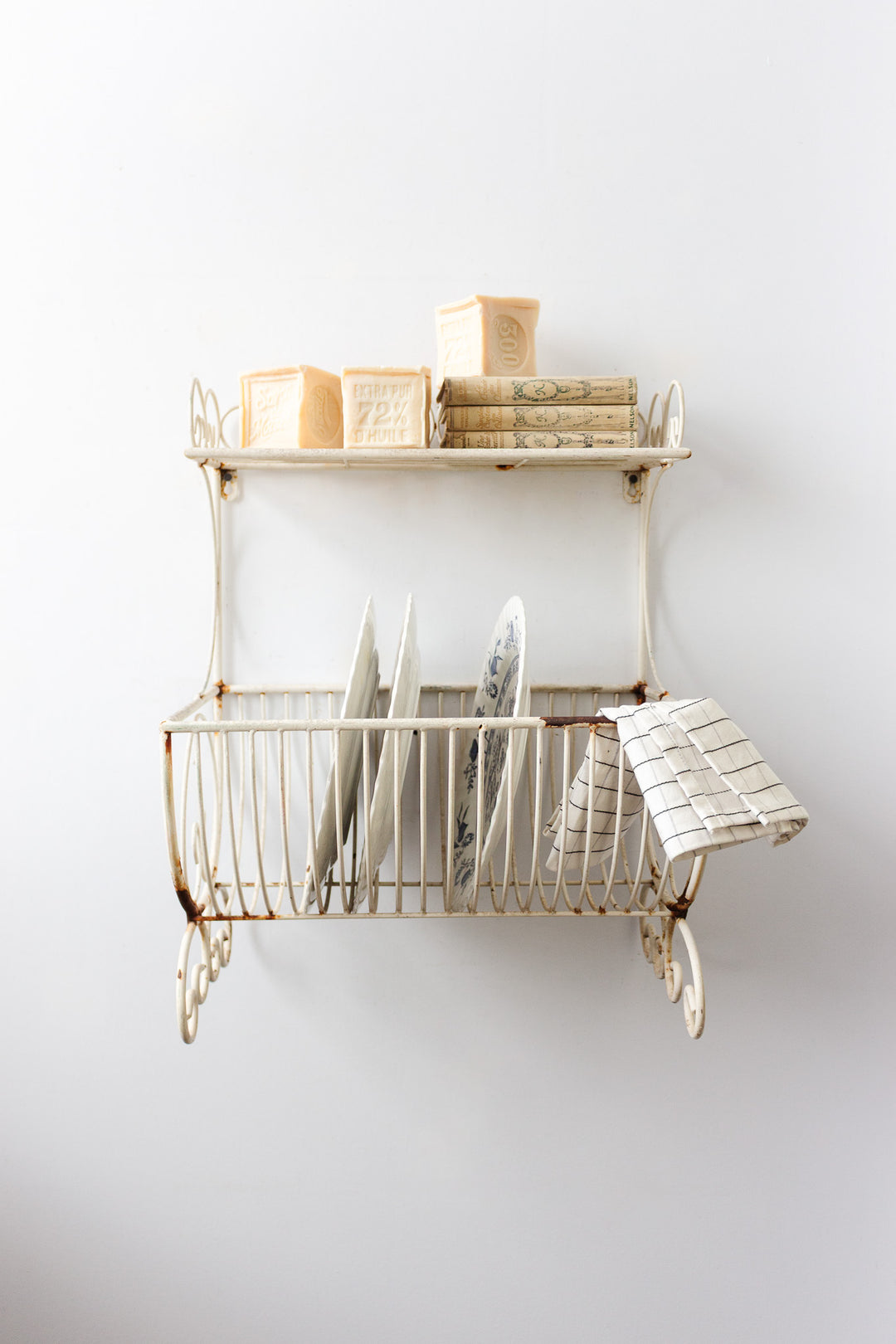 vintage french two layered dish drying rack