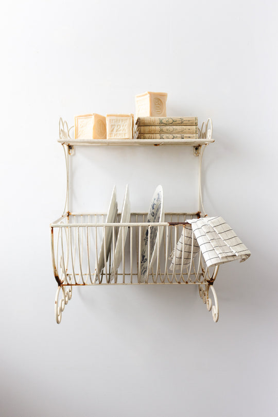 vintage french two layered dish drying rack