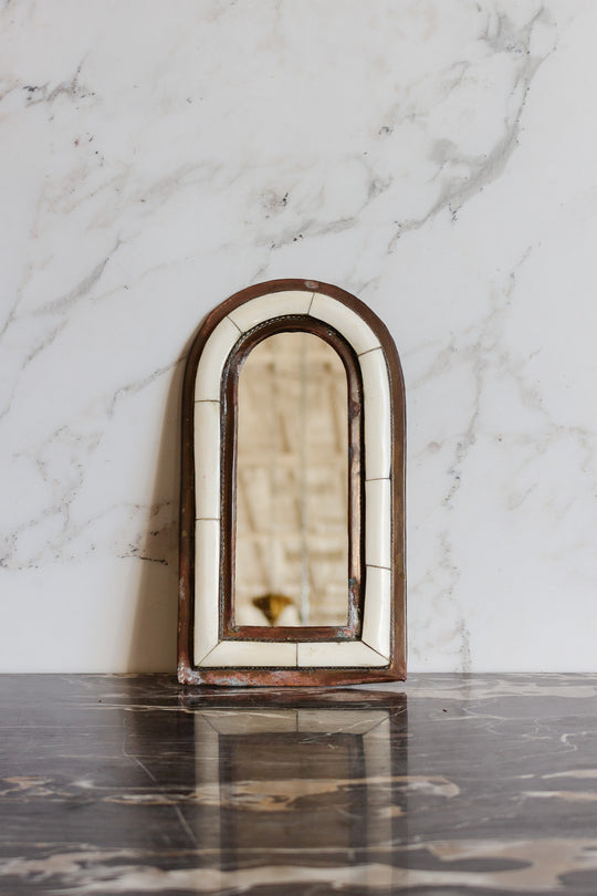 vintage moroccan camel bone mirror