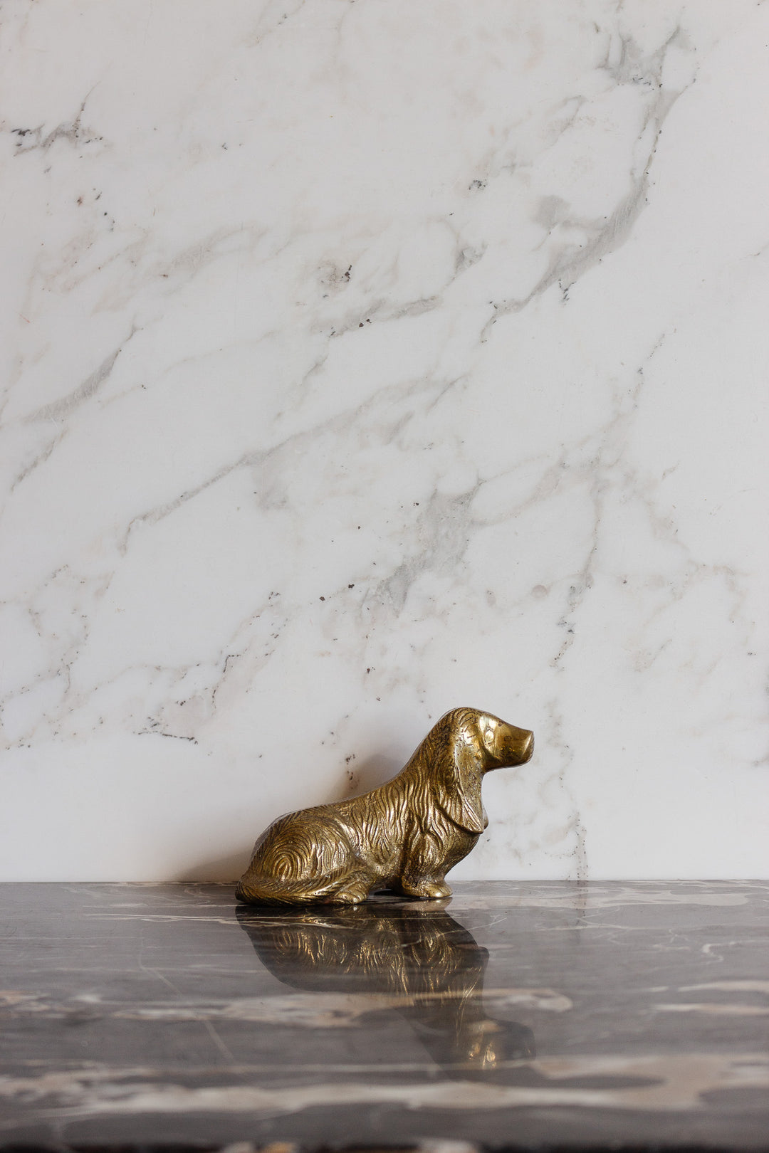 vintage french solid brass basset hound sculpture