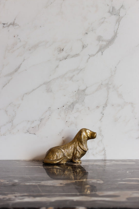 vintage french solid brass basset hound sculpture