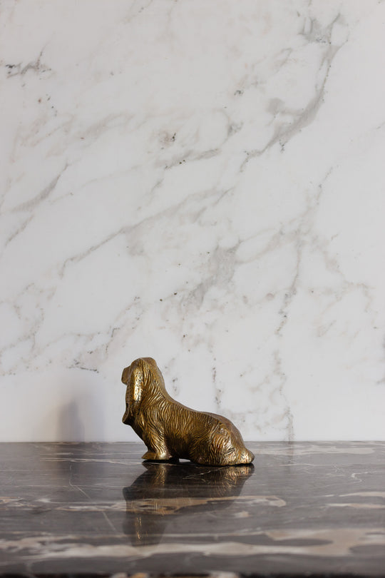 vintage french solid brass basset hound sculpture