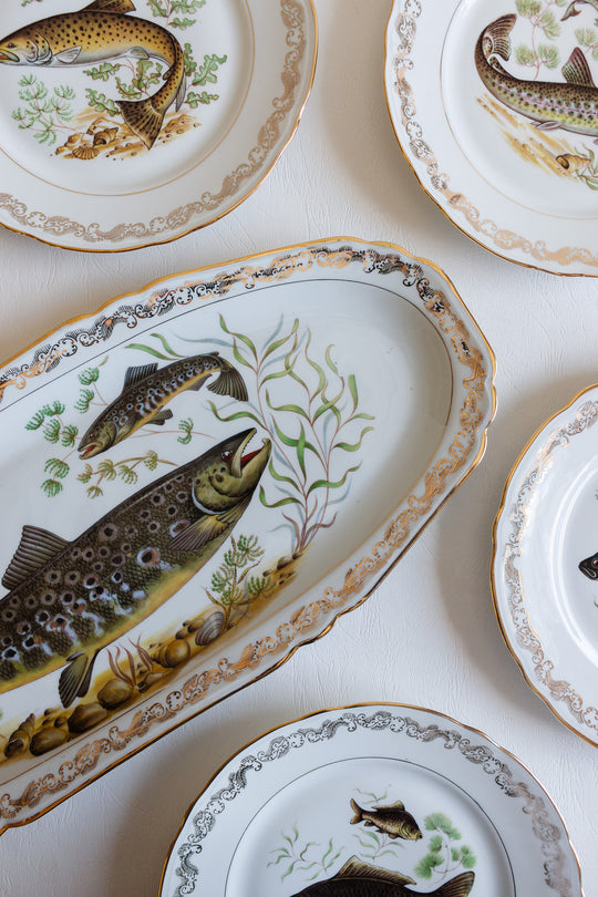 antique french compagnie nationale de porcelaine fish platter