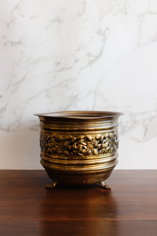 vintage english brass planter