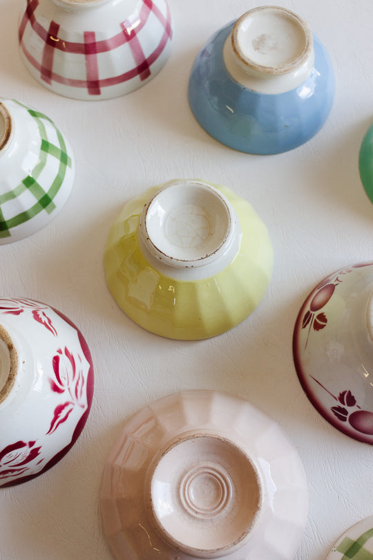 antique french yellow café au lait bowl