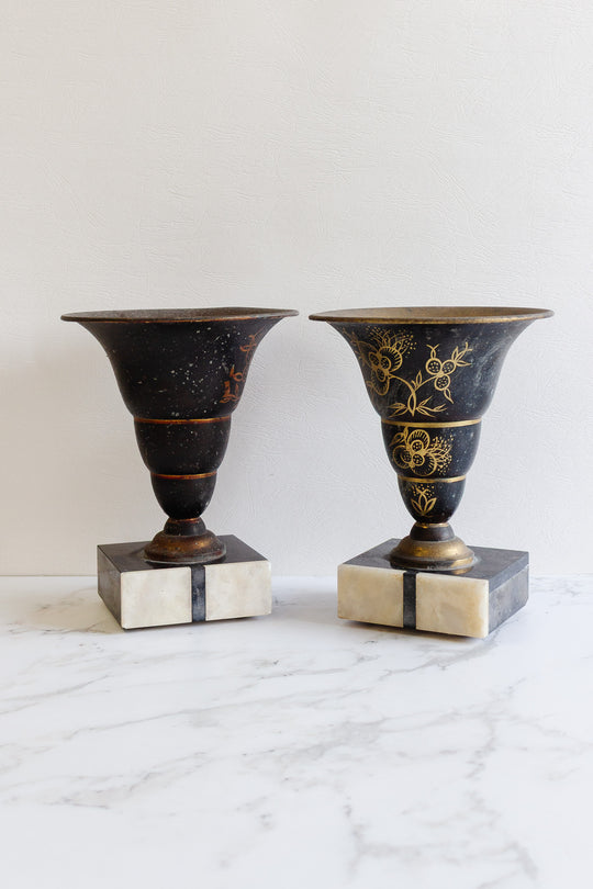 pair of 1930s art deco laquered finish vase