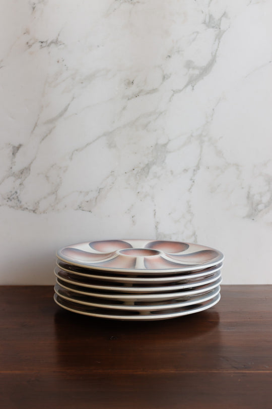 vintage french digoin sarreguemines oyster plates,  set of 6