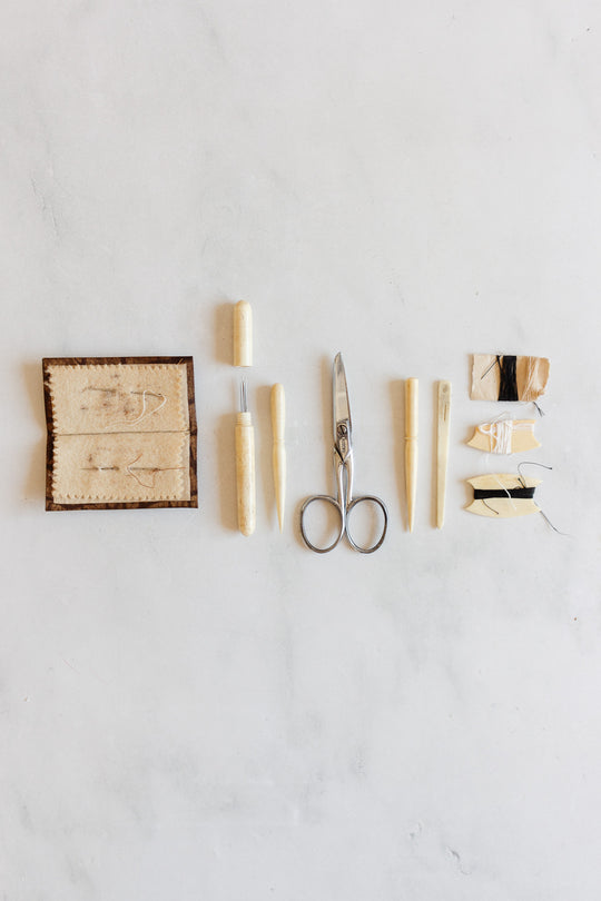 19th century french ivory sewing set