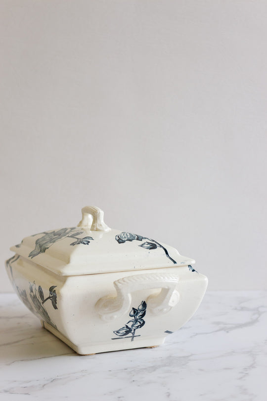 antique french transferware "faïences porcelaines cristaux" tureen