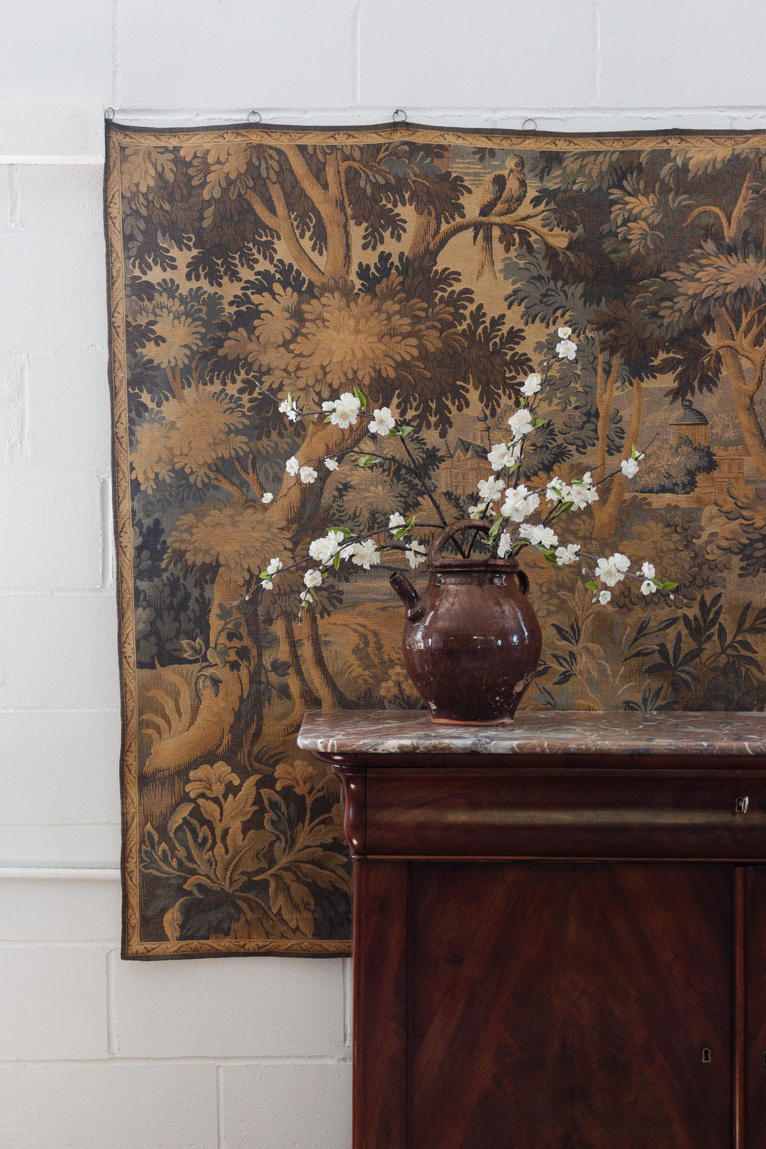 vintage french verdure tapestry panel