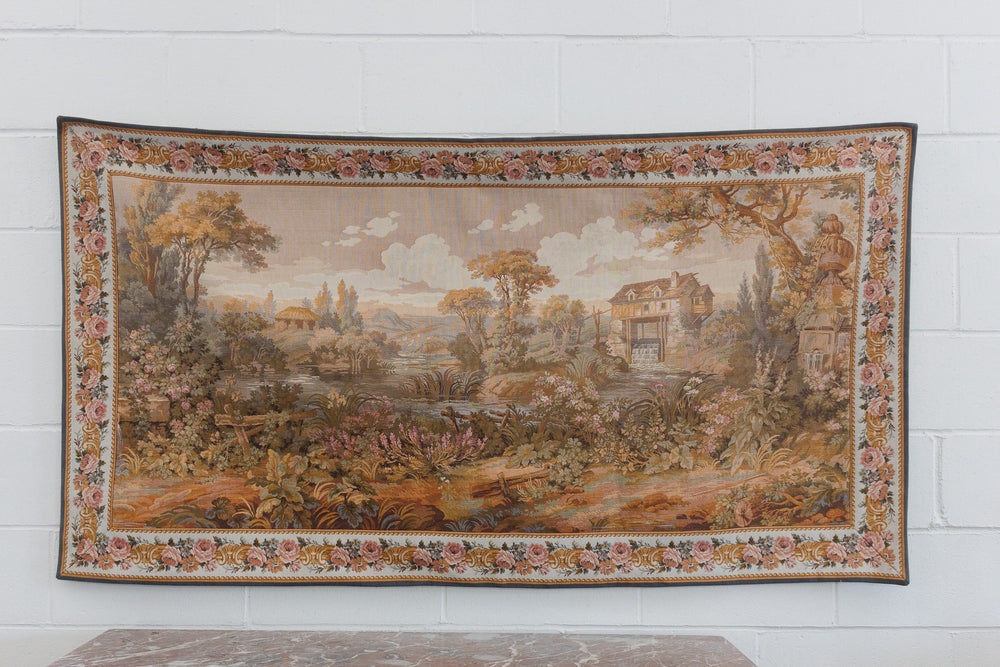 vintage french gobelins tapestry — les amours pastorales, les tapisseries d'halluin