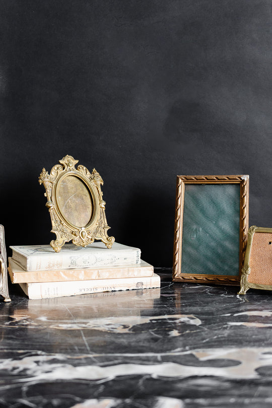 vintage french solid brass rococo photo frame