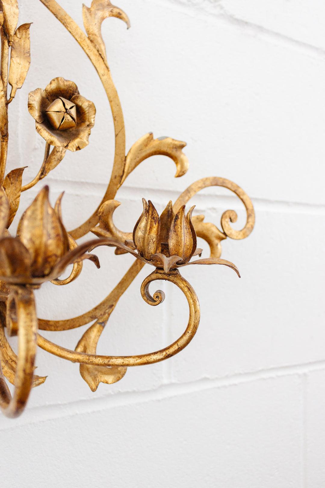 pair of midcentury italian gilt foliate florentine sconces