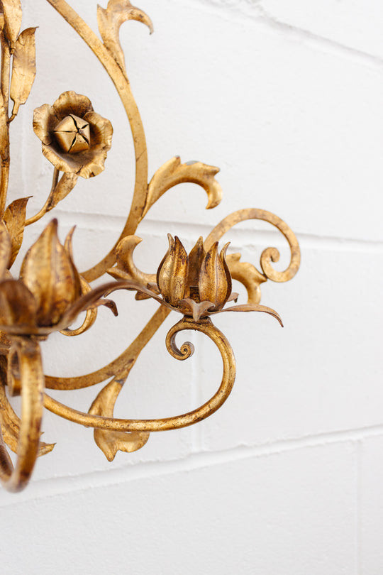 pair of midcentury italian gilt foliate florentine sconces