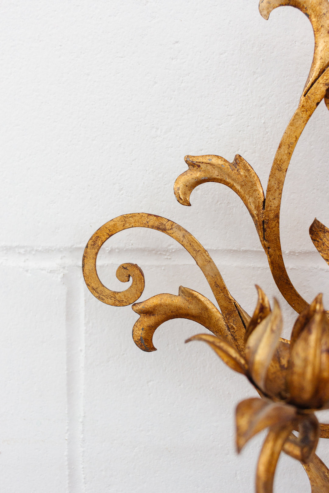 pair of midcentury italian gilt foliate florentine sconces