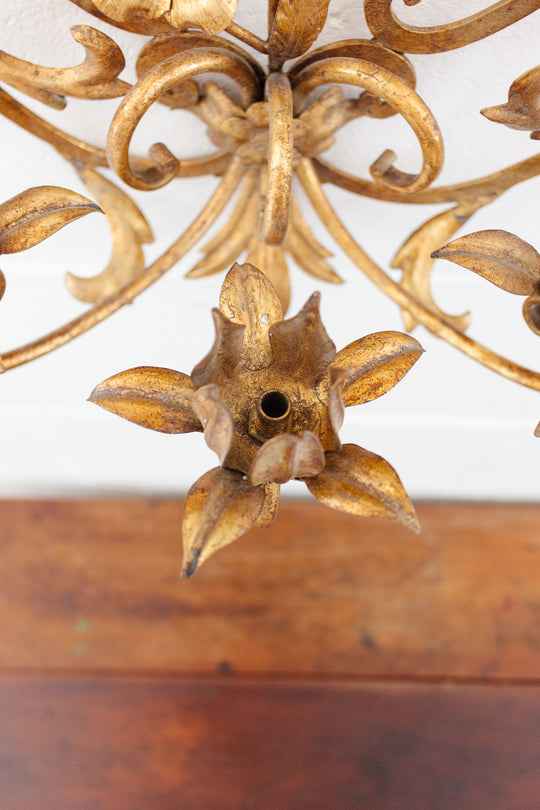 pair of midcentury italian gilt foliate florentine sconces