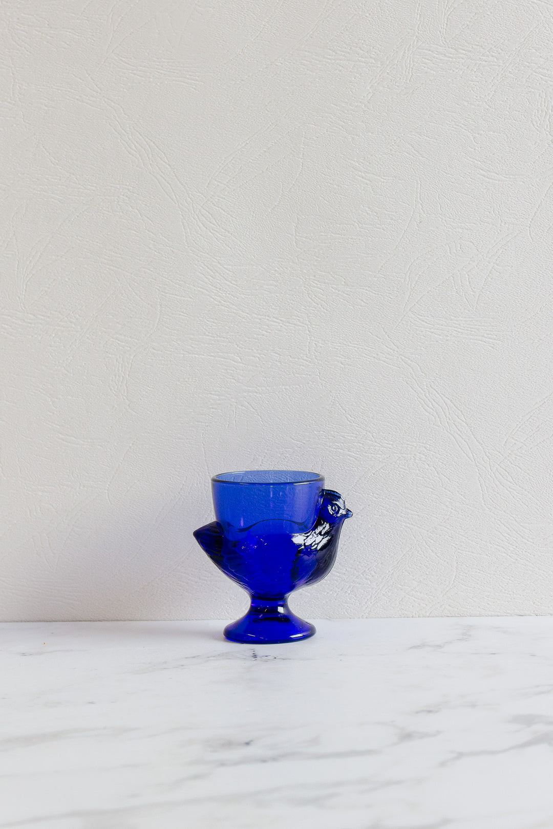 pair of vintage french cobalt glass egg cups