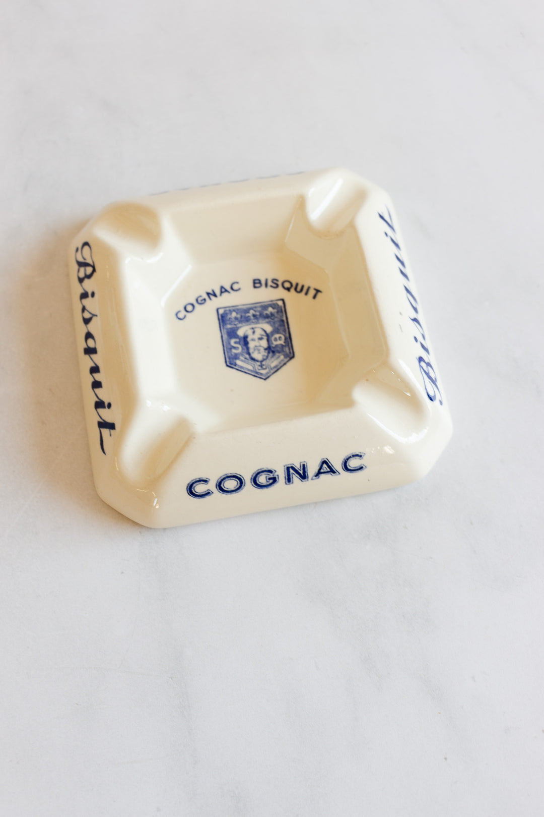 vintage french porcelain advertising cognac biscuit ashtray