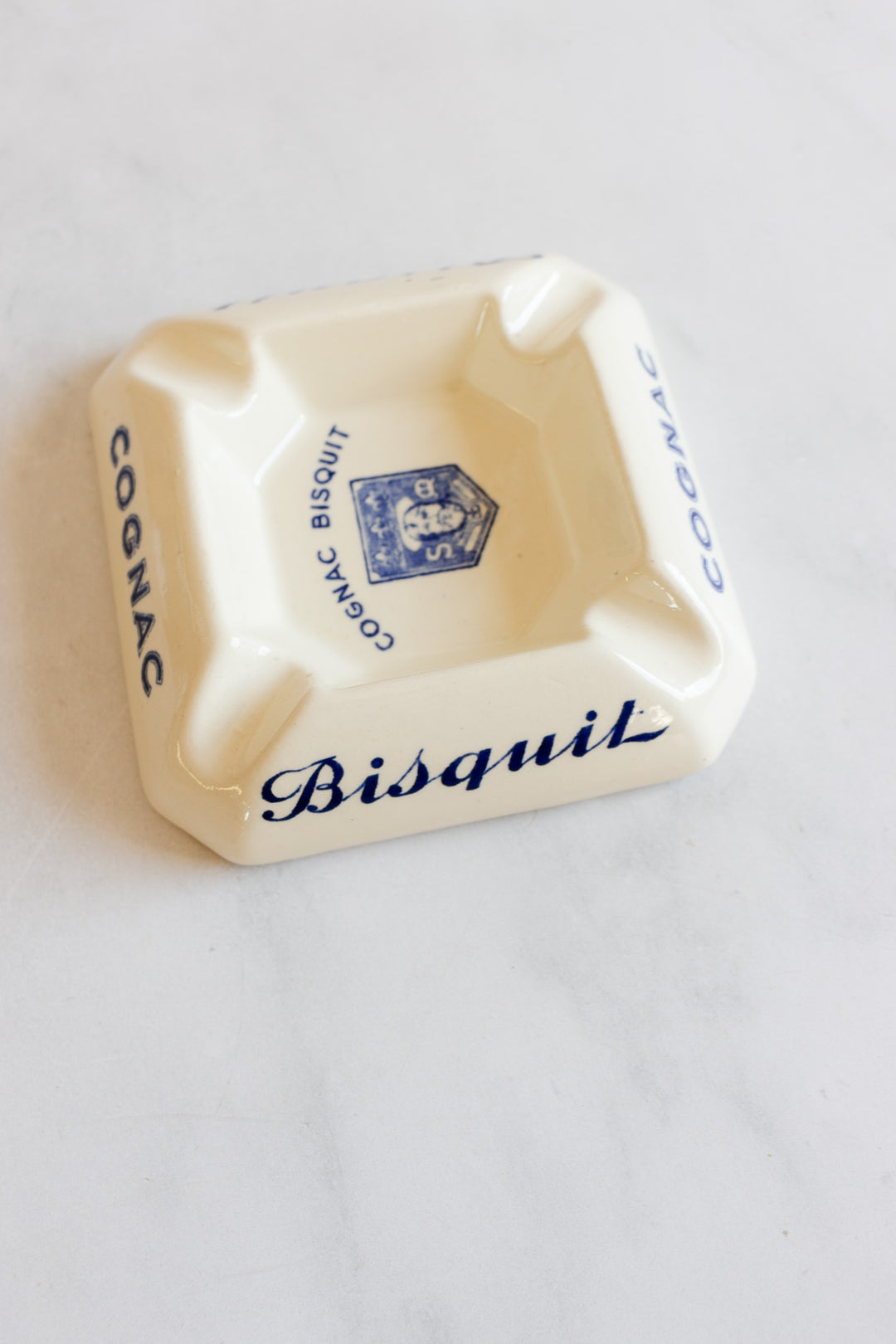 vintage french porcelain advertising cognac biscuit ashtray