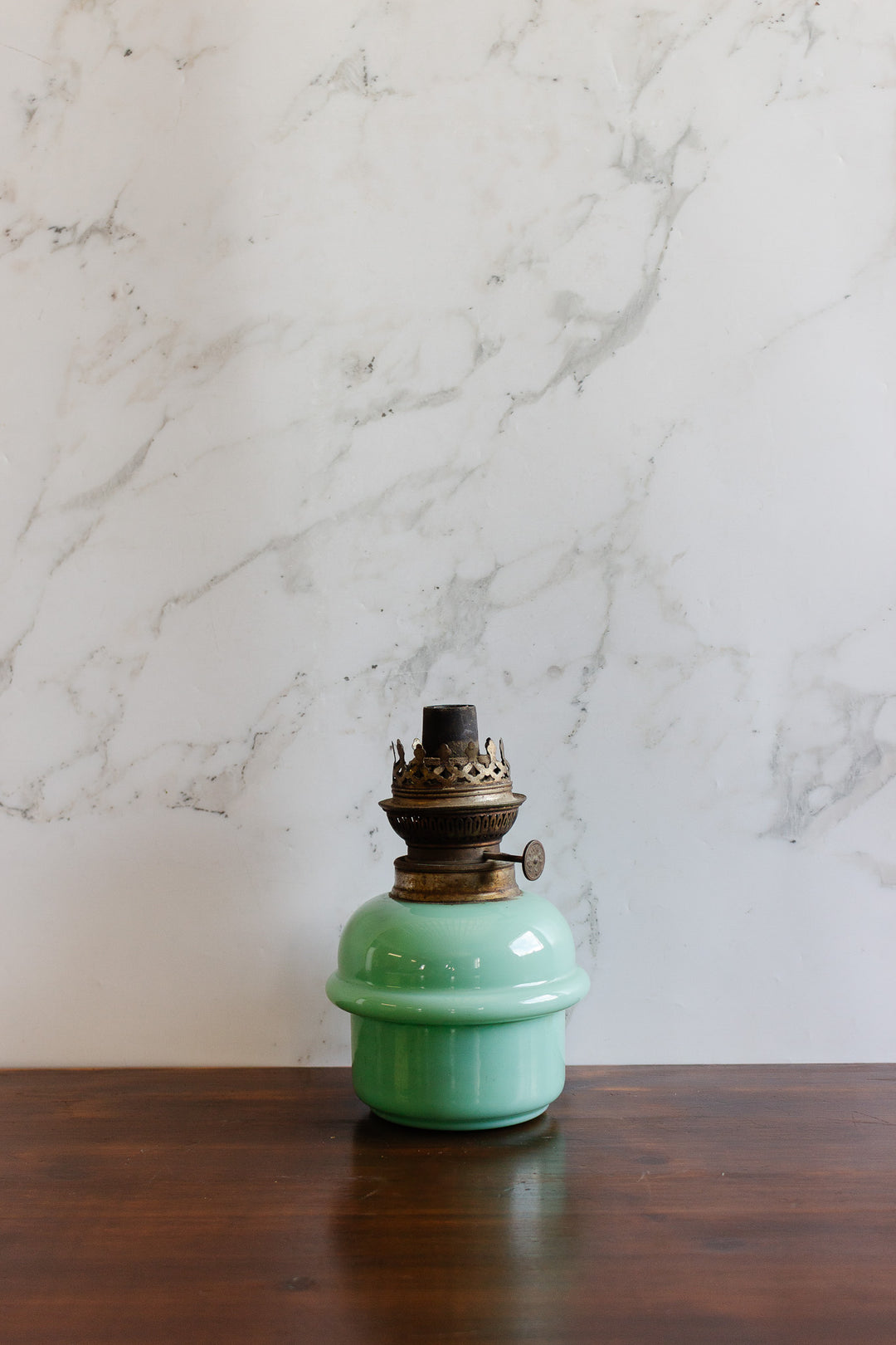 antique french teal opaline oil lamp