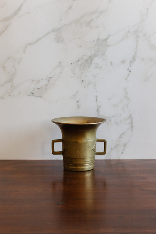 antique french heavy brass mortar