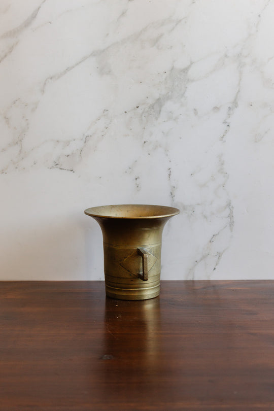 antique french heavy brass mortar