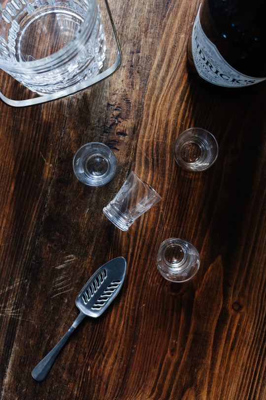 set of 4 vintage belgian shot glasses