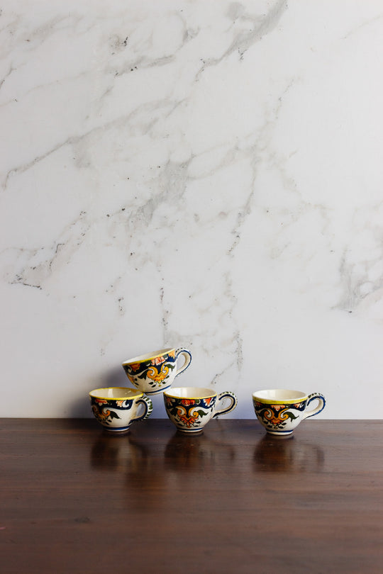 antique french handpainted petite mug set of 4