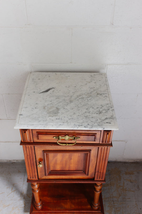turn of the century french marble top nightstand