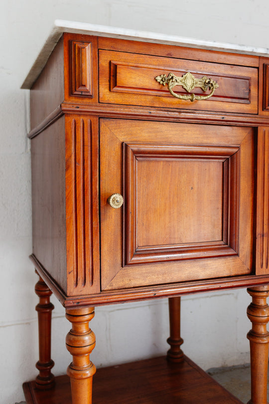 turn of the century french marble top nightstand