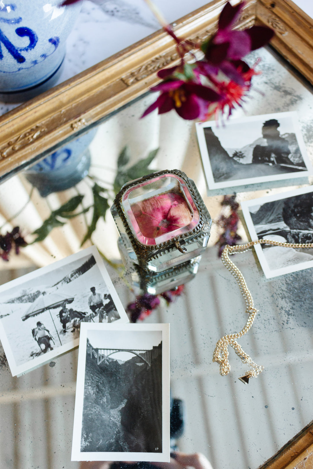 antique french beveled glass and ormolu bijoux casket