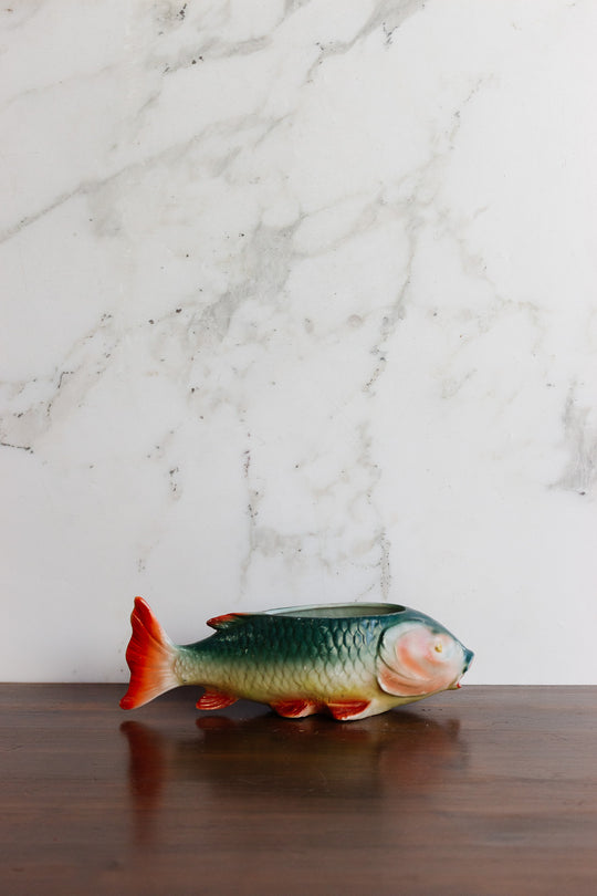 vintage french petite barbotine poisson jardinière