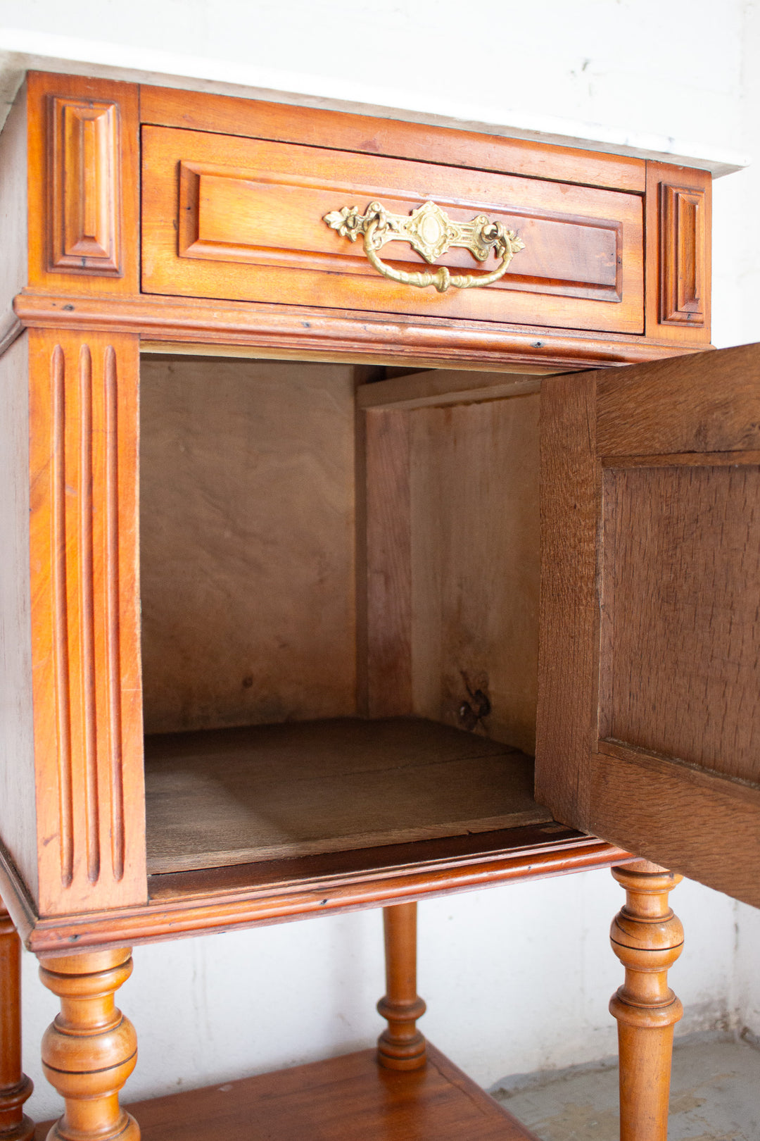 turn of the century french marble top nightstand