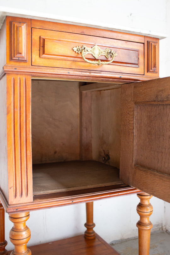 turn of the century french marble top nightstand