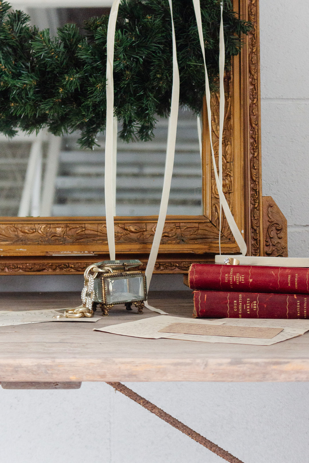 large antique french beveled glass and ormolu bijoux casket