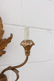 pair of turn of the century italian gilt wood acanthus leaf wall sconces