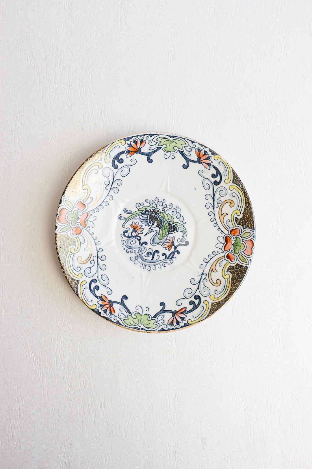 antique french longwy "chinois" polychrome plate