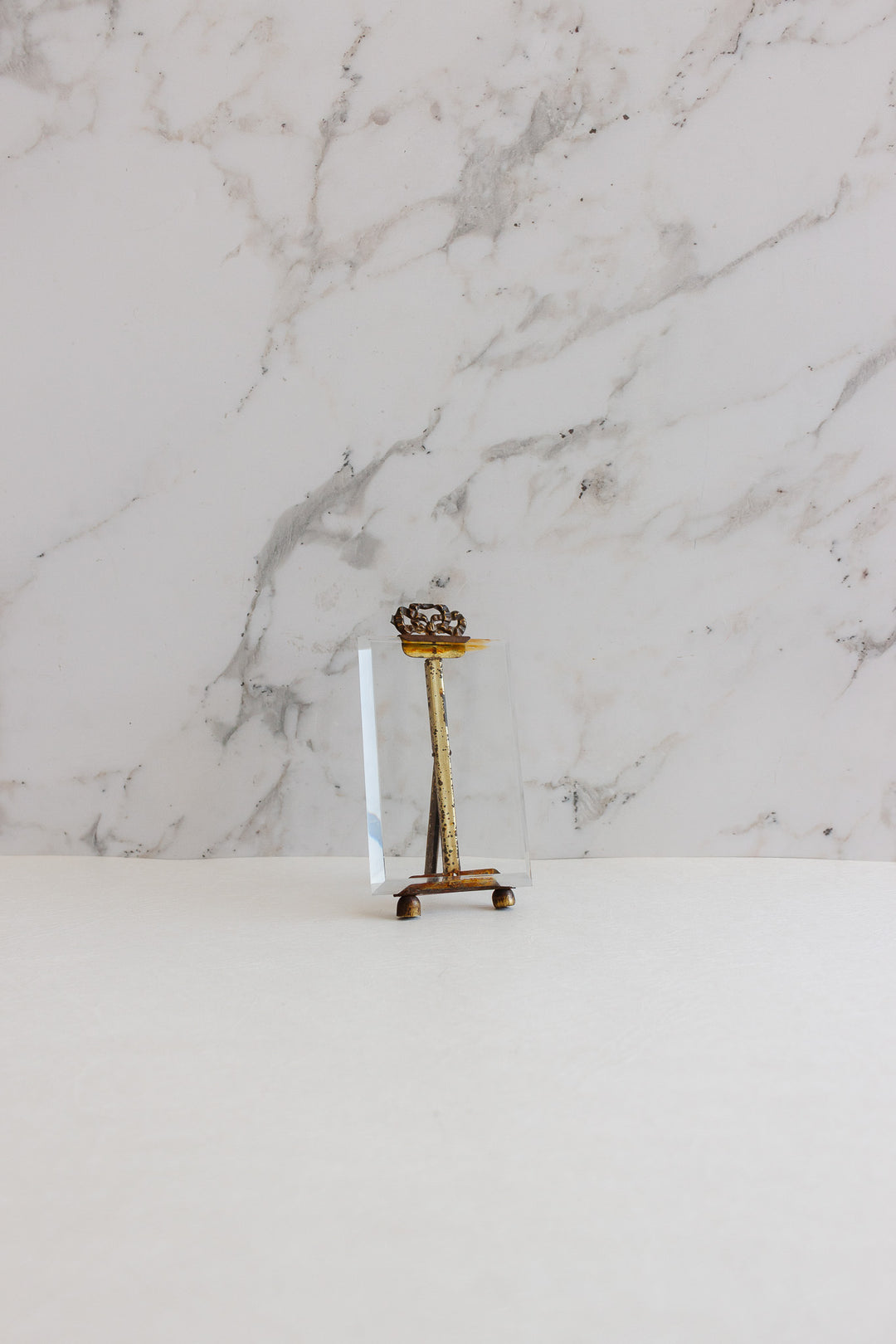 vintage french ormolu and beveled glass floating frame