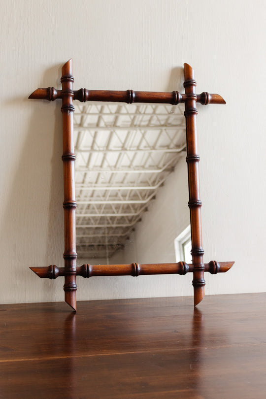 large 1930s french faux bamboo mirror