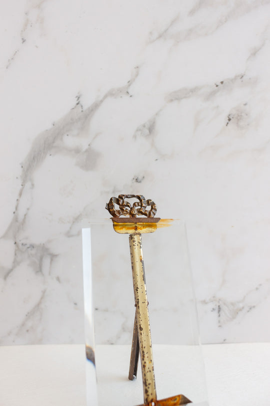 vintage french ormolu and beveled glass floating frame