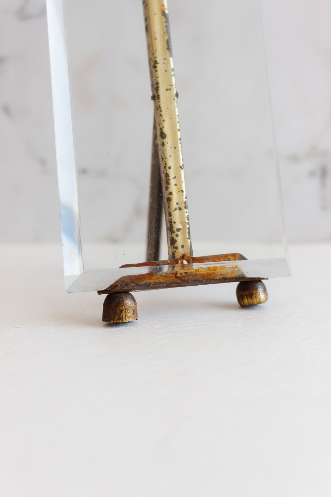 vintage french ormolu and beveled glass floating frame