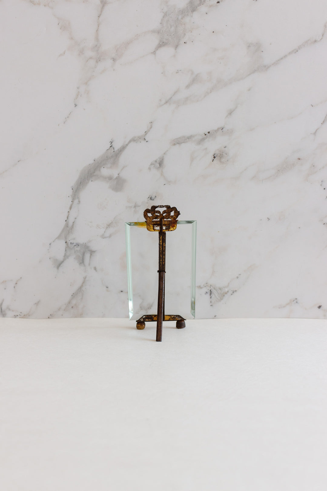 vintage french ormolu and beveled glass floating frame