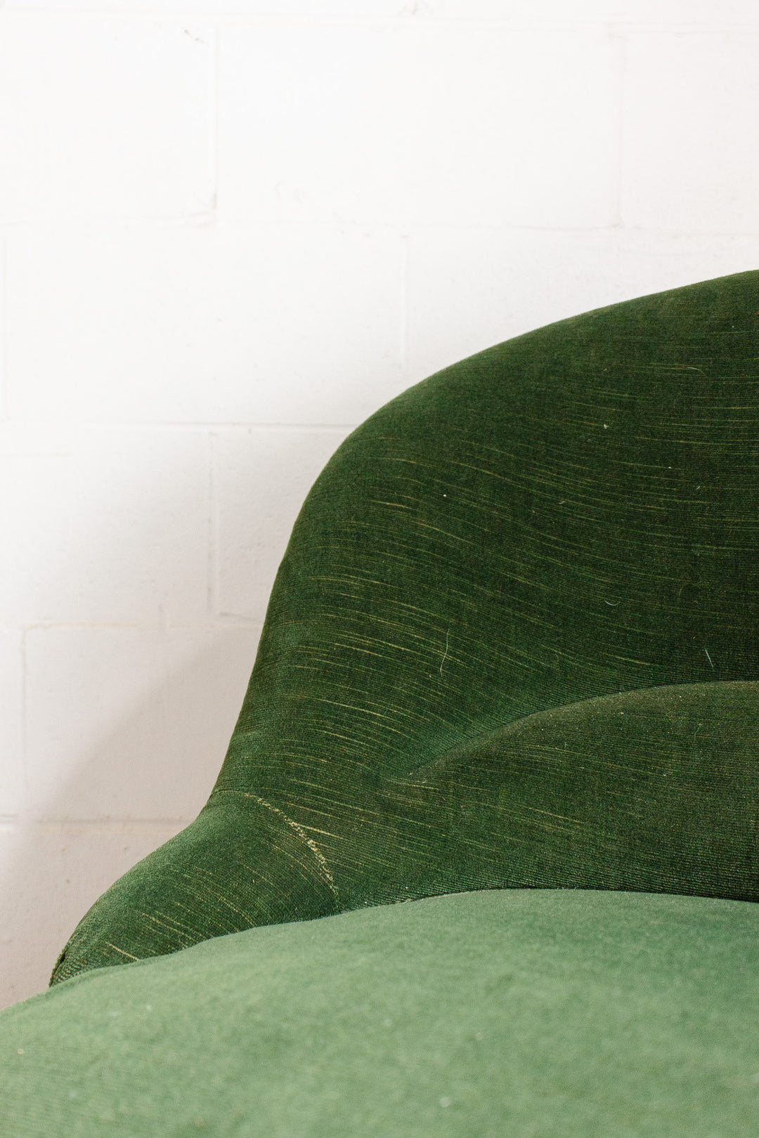 antique french forest green crapaud chair with fringe